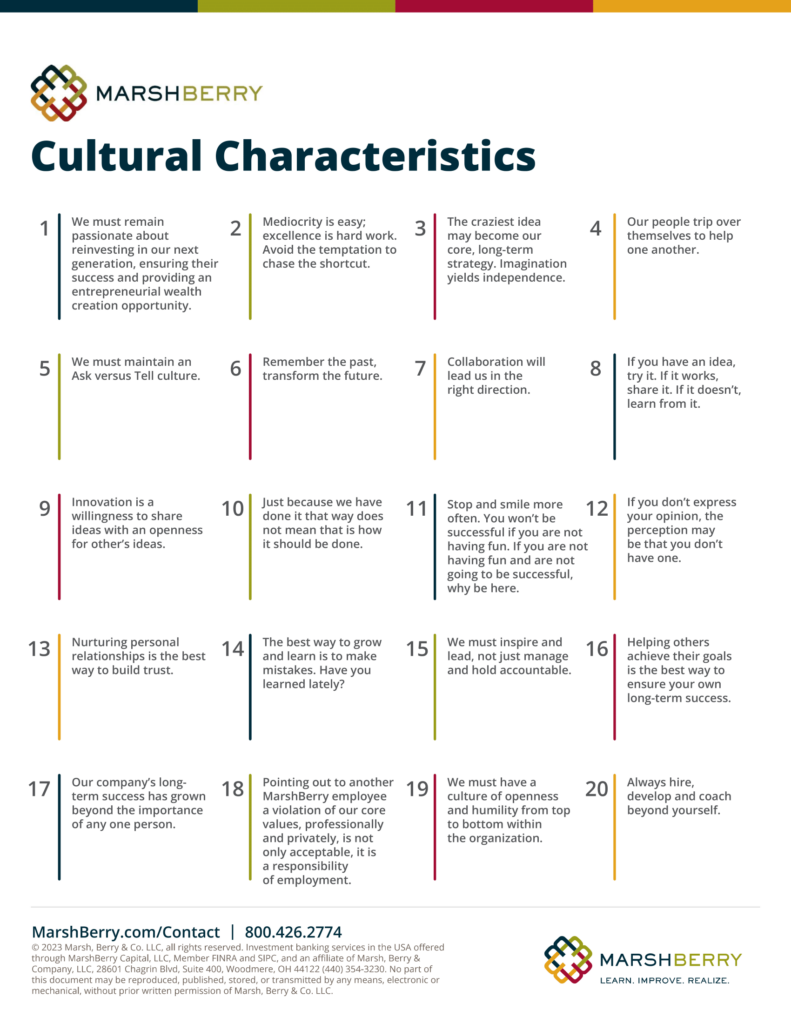 Cultural Characteristics supporting graphic