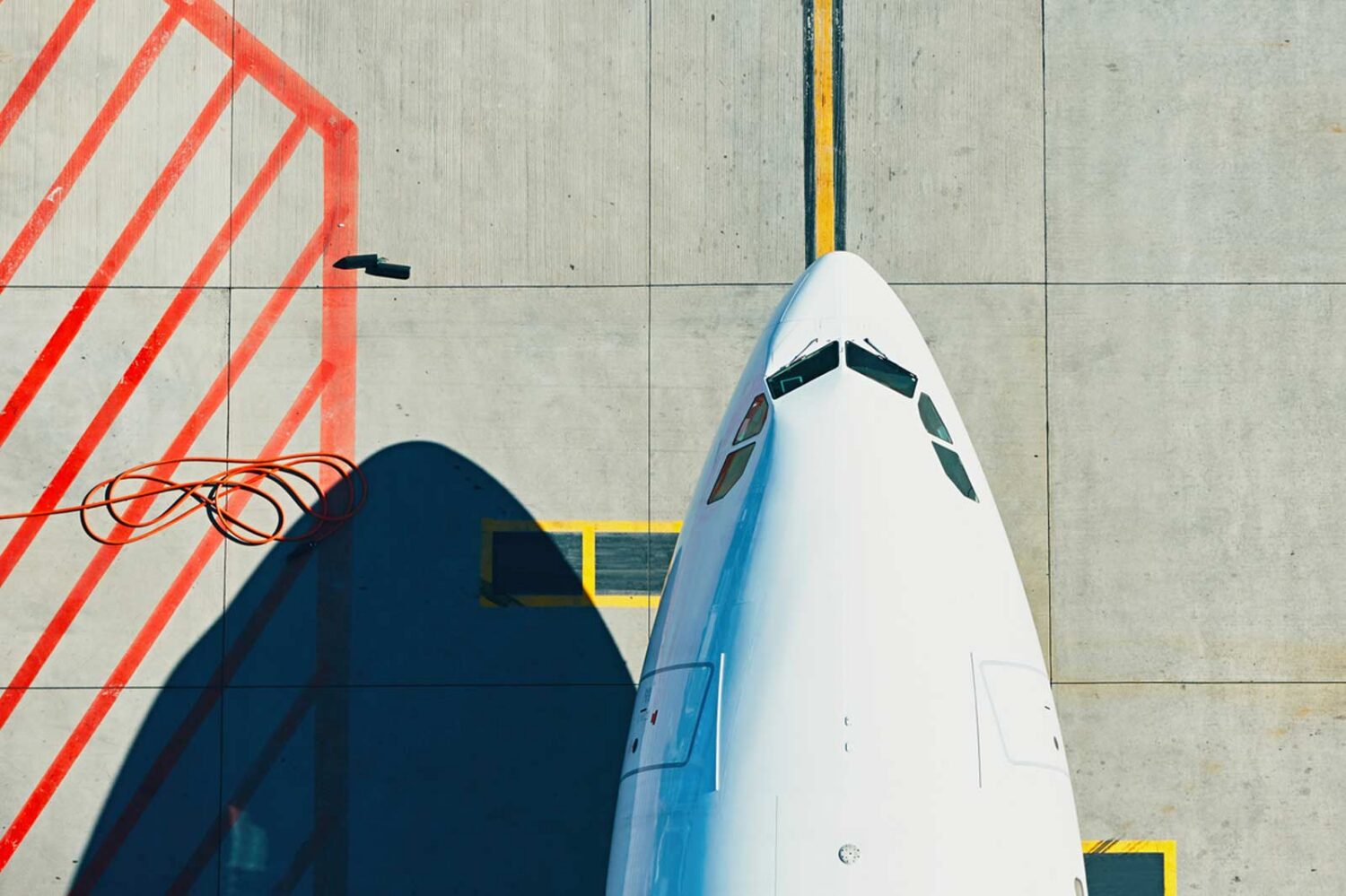 overhead photo of the front of an airplane