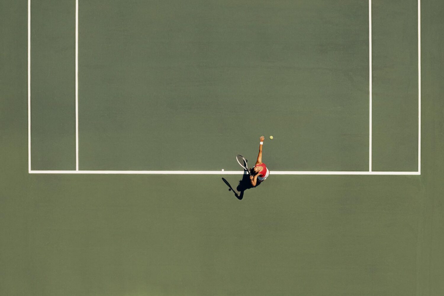 aerial view of tennis court