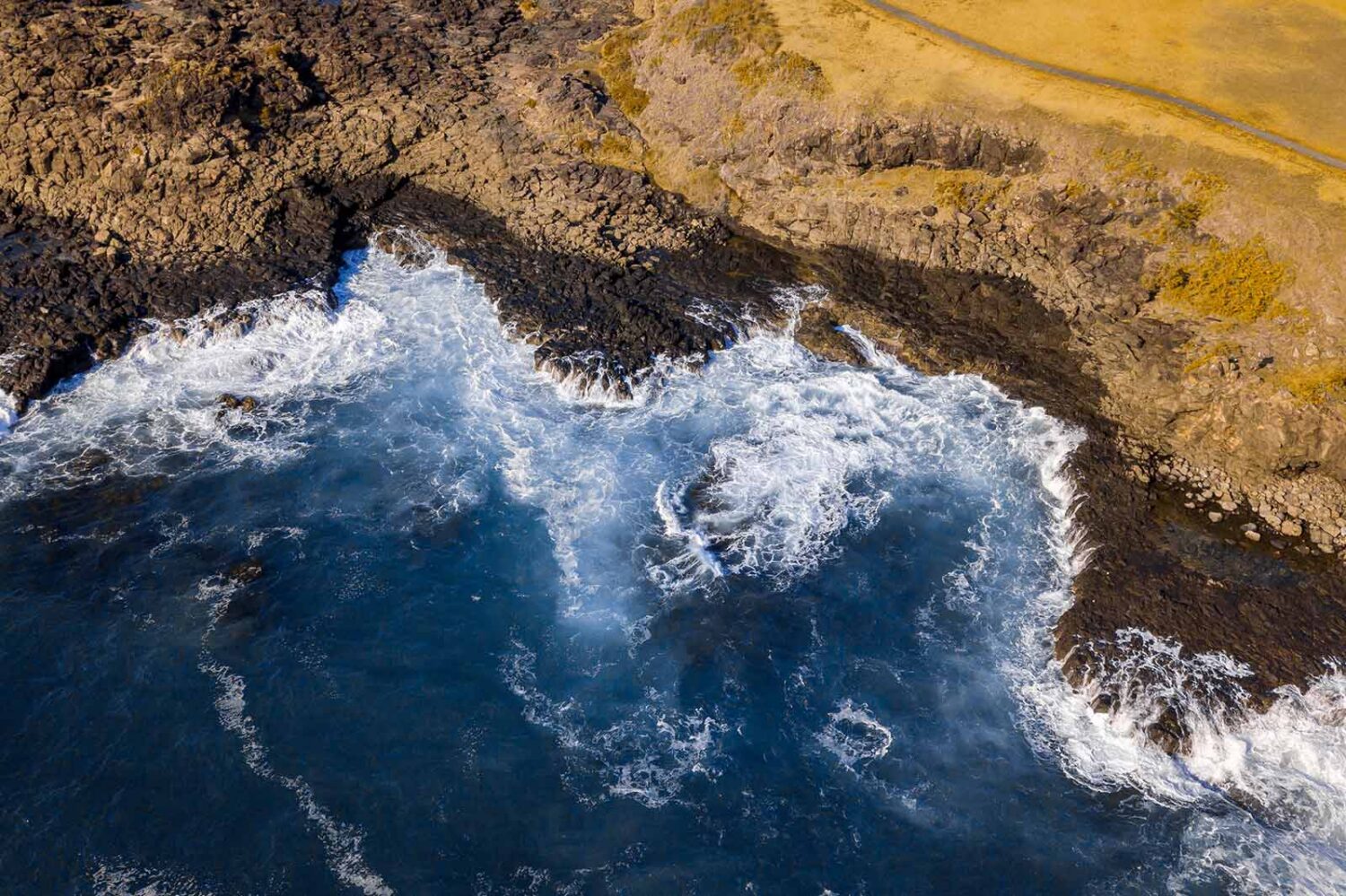 aerial view of a rocky shoreline
